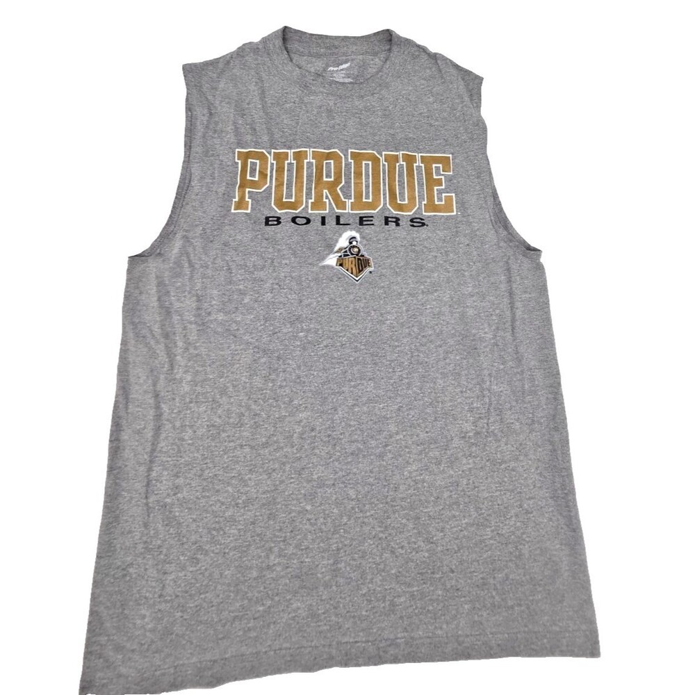 Pro Edge Sleeveless Tank Shirt Purdue Boilers Size Medium Gray